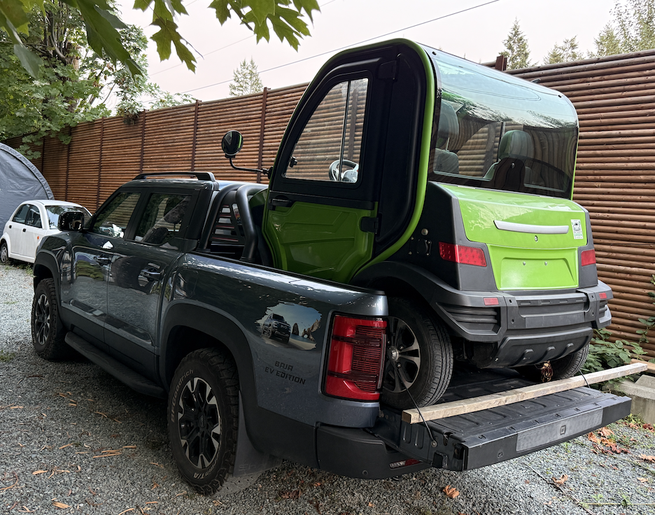 BYD electric truck carrying a Neighbourhood Zero Emission Vehicle
